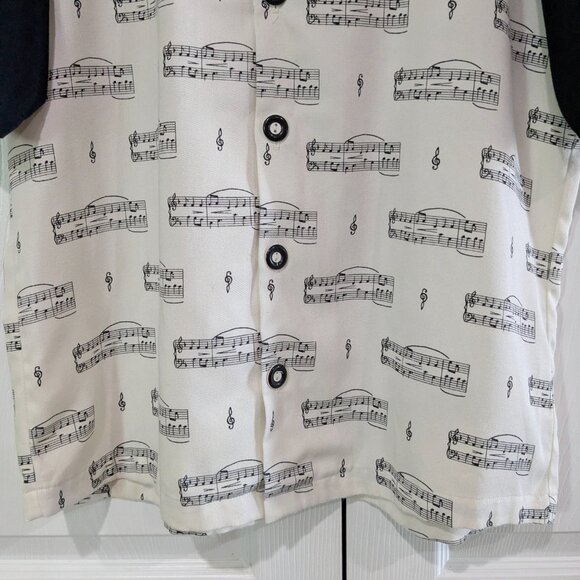 Elvis Presley's Memphis Men's Vintage Bowling Shirt, Small, Music Notes Pattern - Picture 6 of 13